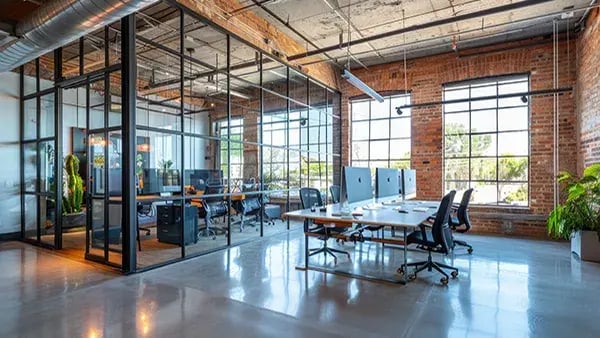 Cool office with heritage red brick walls