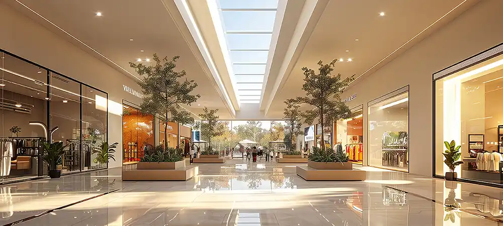 Interior of premium shopping mall