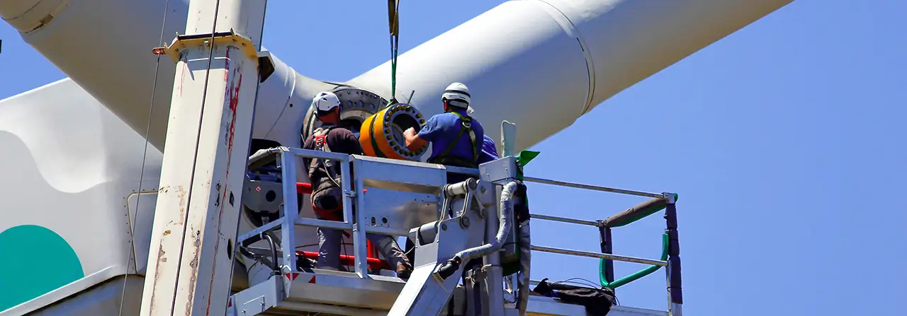Wind turbine under repair Wind turbine under repair