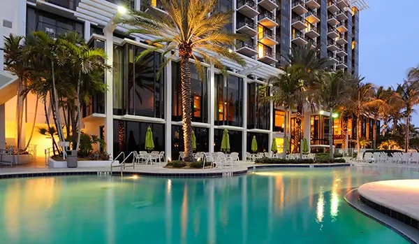 Luxury hotel resort and pool