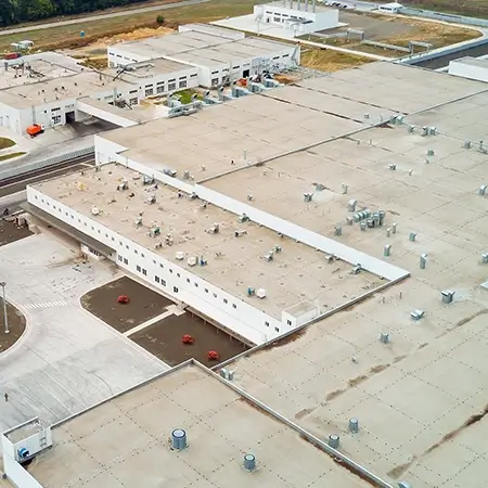 Large complex of flat roofs Large complex of flat roofs