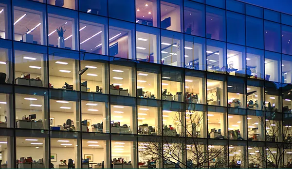 View into a high-rise office building